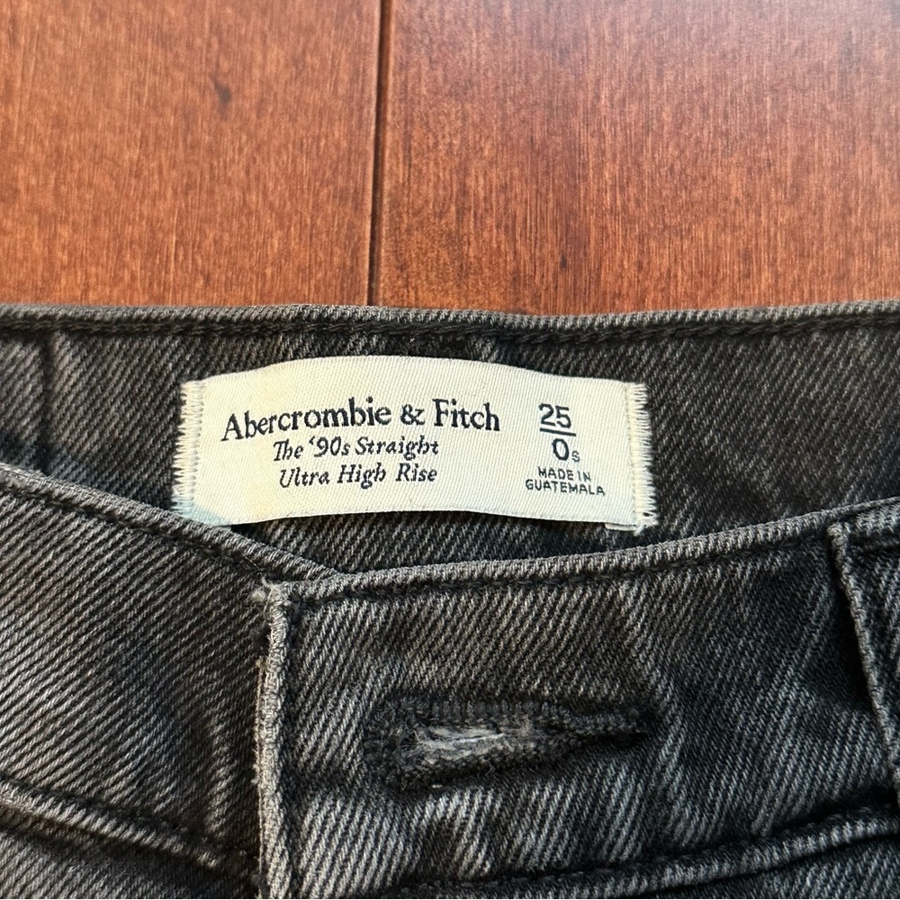Abercrombie & Fitch Grey The 90’s Ultra High Rise Straight Leg Jeans - Picture 5 of 6